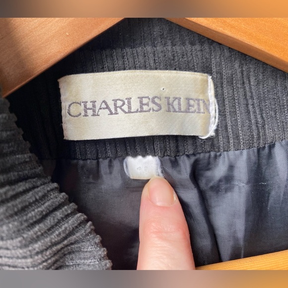 CHARLES KLEIN black cotton corduroy zip jacket fitted women’s bomber 80s vintage - Picture 6 of 13